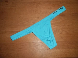 Mens Large Brave Person Sexy Nylon Spandex Aqua G-String Thong T- Back UK Gay - Picture 1 of 2