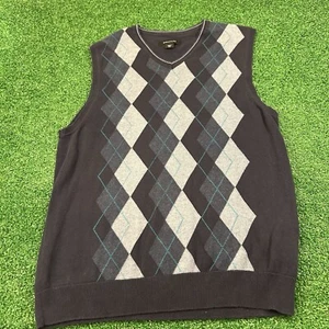 Structure Sweater Vest Mens Medium Navy Diamond Sleeveless Pullover Sweatshirt - Picture 1 of 8