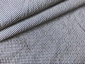 Navy & White Shepherd Check Premium Italian Stretchy Seersucker Wool Fabric, 2M - Picture 1 of 11