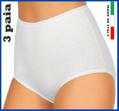 3 mutande donna in cotone elasiticizzato vita alta culotte mutanda intimo slip - Image 1 of 3
