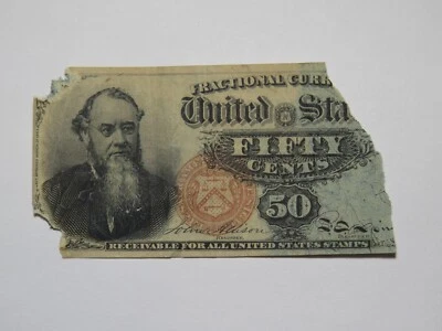 $.50 Fourth Issue Fractional Currency Obsolete Bank Note Bill 4th Stanton - Image 1 of 2
