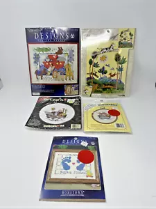 (5) Counted Cross Stitch Kits Baby's Room Decor Noah's Ark and Bunny Birth - Picture 1 of 7