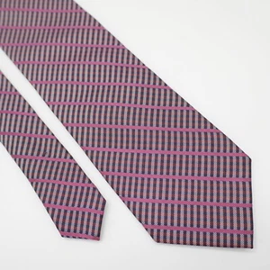 Dkny Woven Red Blue Plaid W/ Pink Striped Silk Tie - Picture 1 of 7