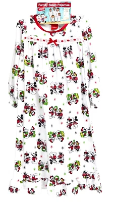Christmas Pajamas Girls Nightgown Size 4 Disney Family Mickey Minnie Mouse - Image 1 of 4