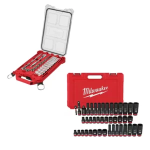 28-Pc 3/8" Drive Ratchet Socket Set SAE Metric Deep Sockets PACKOUT Organizer Ki - Picture 1 of 12