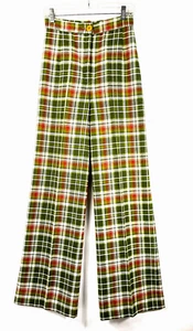 Vintage 1970s JCPenney Fashions High Waist Wide Leg Plaid Pants 27 x 34 - Picture 1 of 8