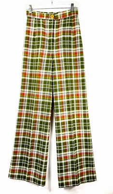 Vintage 1970s JCPenney Fashions High Waist Wide Leg Plaid Pants 27 x 34 - Image 1 of 4