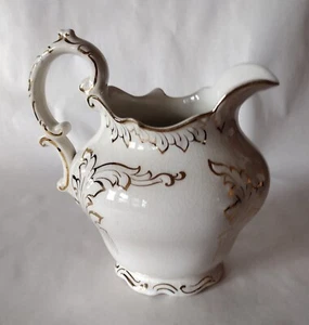 Vintage 7.5" Pitcher Ornate Gold & White Marked W. H. Tatler Decorating Co. - Picture 1 of 10