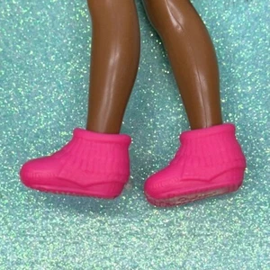 Barbie Chelsea Kelly Doll Shoes Mattel Hot Pink Shoes Moccasins Slippers Fringe - Picture 1 of 8