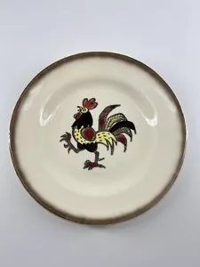 Poppytrail by Metlox 1280 Red Rooster Dessert Plate Calif USA Farm Core 6.25" - Picture 1 of 6