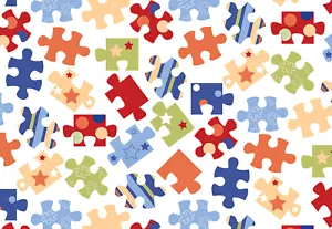 Allover Chintz Puzzle Pieces 9 x 13.5 Inch Overglaze Ceramic Decal Sheet - Picture 1 of 2