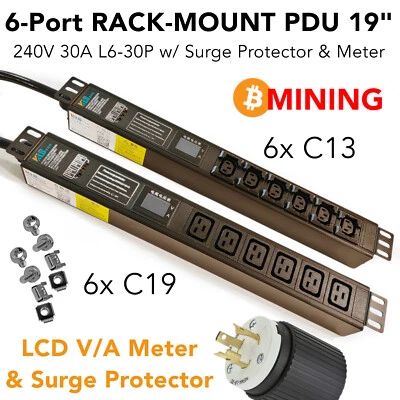 7500W Server PDU 240V 30A L6-30P C13 C19 Mining For Antminer BTC KASPA - Image 1 of 3
