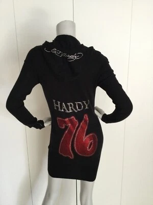 Ed Hardy Embellished 76 Full Zip Dress Hooded Cardigan Size M - Image 1 of 4