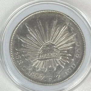 1897 Zs FZ Mexico Silver 8 Reales Zacatecas Mint Libertad Cap And Rays Liberty - Picture 1 of 8