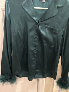 In Bloom By Jonquil Rory Feather Trim Satin Pajamas XS - Picture 1 of 9