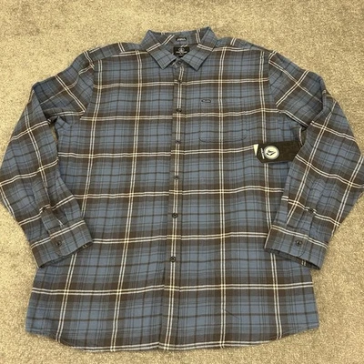 Volcom Shirt Mens XXL Blue Caden Plaid Flannel Long Sleeve Button Up NEW $65 - Image 1 of 4