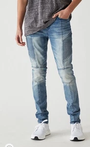 Pacsun Herren leichte Biker Stacked Skinny Moto Distressed Denim Jeans 28X30 Edgy - Bild 1 von 9