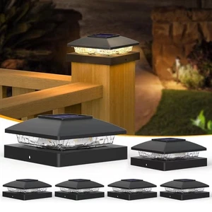 6 Pk 4x4 Outdoor Solar Post Cap Lights, PP, IP65, UL, 3000K for Wood/Vinyl Posts - Picture 1 of 10