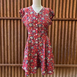Vintage 90s Hunt Club Romper Playsuit Women Medium Petite Floral Red Cotton - Bild 1 von 9