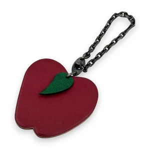 Hermes Manzana Fruta Llavero Bolso Dije en Cuero Rojo - Imagen 1 de 20