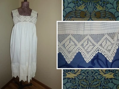 Antique Chemise HM Crochet Lace Victorian Edwardian Chemise Nightgown Petticoat - Image 1 of 4