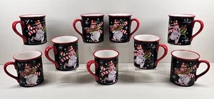 9 Pc Certified International Snowman Mugs Lot Holiday Christmas Present Cups Set - Picture 1 of 24