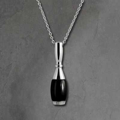 Amello Collana Acciaio Inox Ceramica 50cm Cono Gioiello Argento Nero ESKX15S - Immagine 1 di 4