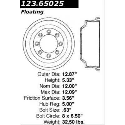 Стандартные тормозные барабаны Stoptech 123.65025 - Изображение 1 из 3