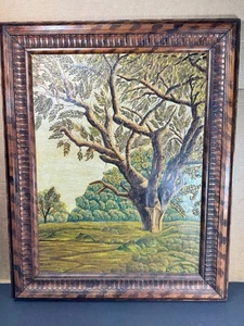 Vtg Israel Marquetry Landscape Wood Inlay Art Judaica Tree Scene Signed M. Cohn - Picture 1 of 17