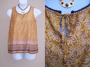 J Jill NEU $ 70 seidiges Lyocell-Tanktop Trägertop Medium Petite reich gold lila Bluse - Bild 1 von 13
