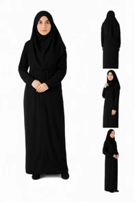 Schwarz Gr. L Hijab Gebetskleidung Mit Reisverschuluß Müslimische Kleid - Bild 1 von 1