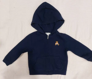 Boy’s Ralph Lauren Polo Bear Navy Blue Full Zip Sweatshirt Hoodie Baby Size 12M - Picture 1 of 11