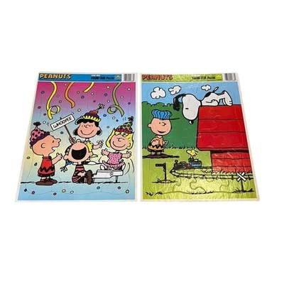 "2 rompecabezas con marco de cacahuetes dorados 11,5x14"" Snoopy Charlie Brown años 60" Foto 1 de 4