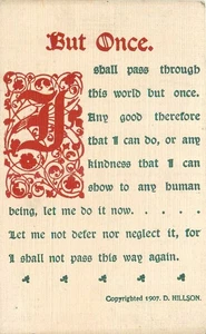 c1910 Arts & Crafts saying but once saying artist impression Postcard 25-10423 - Picture 1 of 2