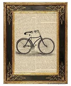 Fahrrad #1 Kunstdruck auf alter Buchseite Fahrrad Büro Zuhause Wandbehang Deko - Bild 1 von 3