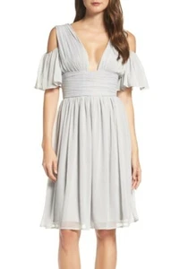 French Connection 161136 Women's Chiffon Fit & Flare Dress Grey Sz. 12 US - Picture 1 of 3