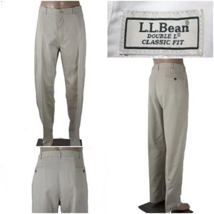 L.L.BEAN Men's 40 x 34(33.5) Khaki Flat Front Double L Classic Fit Pants Chinos - Picture 1 of 12