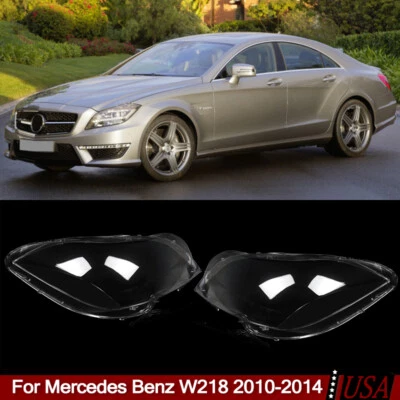 Par de cubiertas de lente de faros para Mercedes Benz W218 CLS350 CLS500 CLS550 2010-2014 Foto 1 de 4