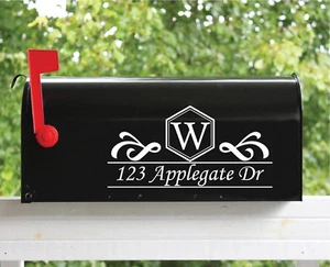 2er Set - 5,5" x 11" Individuelle Briefkasten Aufkleber Monogramm, Straßenname 2 - Bild 1 von 7