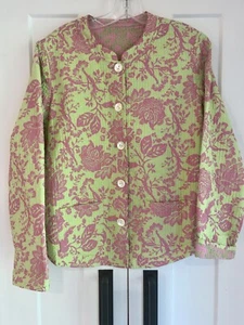 Nomadic Traders Boho Lime Pink Reversible Quilted Floral Long Sleeve Jacket- L - Picture 1 of 4