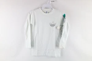 NOS Vtg 80s Adidas Boys Size S Spell Out Trefoil Long Sleeve T-Shirt White USA - Picture 1 of 10