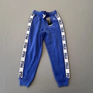 Polo Ralph Lauren Girl Joggers Sweatpants Sz SMALL 7 Logo Stripes Blue $59.5 NEW - Picture 1 of 8