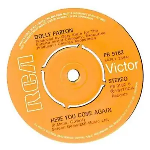 Dolly Parton Here You Come Again UK 7" Vinyl Record Single 1977 PB9182 45 VG - Picture 1 of 4