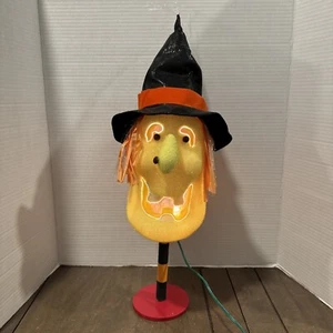 DEPT 56 Glasfaser Hexenkopf gelb 2003 Halloween Wohndeko funktioniert - Bild 1 von 11