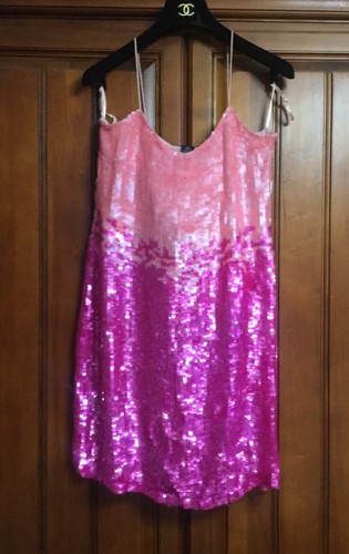 I.N.C. sexy NUOVO $150 rosa ombré paillettes mini ABITO spalline S M 6 San Valentino