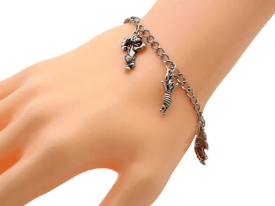 VAN DELL DISNEY STERLING SILVER 7" CHARM 3.5MM BRACELET W/ 4 CHARMS 8.6GR #3273 - Image 1 of 4