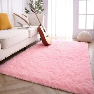 Luxury Fluffy Area Rug Ultra Soft Shag Carpet For Bedroom Living Room Large Pink - Picture 1 of 12