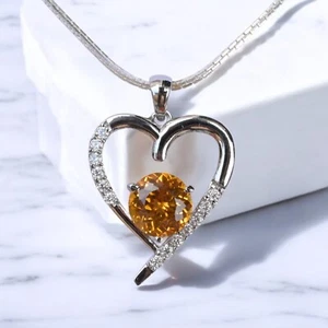 Ciondolo Zaffiro Arancio Naturale 5 Ct - Argento 925 Streeling Certificato SG003 - Foto 1 di 5