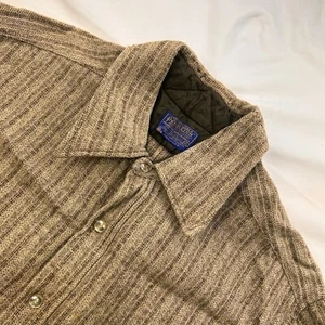 Camisa Pendleton Hombre Marrón Lana Virgen Manga Larga XL CUADROS MEDIDAS - Imagen 1 de 7