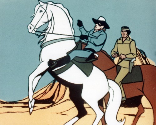 The Lone Ranger 1966 animated TV Lone Ranger & Tonto horseback 24x30 ...
